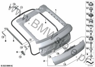 Śruba sześciokątna (07 14 2643165) na diagramie Pokrywa bagażnika dla BMW X6 M F96 LCI X6 M Comp. SAC S68T ECE