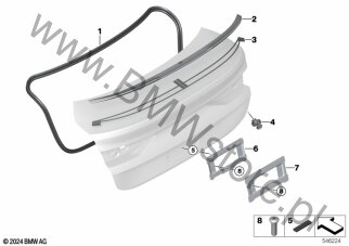 Tylny spoiler gruntowany (51 62 5A35940) na diagramie Elem. dod. tylnej klapy dla BMW 2' F74 Gran Coupé 218 Gran Coupé B38N ECE