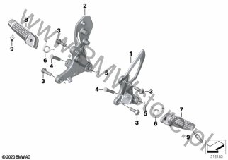 Płyta podnóżka/Podnóżek przedni dla BMW K22 R nineT Pure 20 ECE