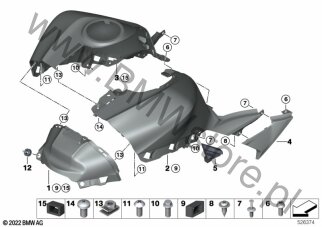 Śruba imbusowa z kołnierzem (11 44 8562863) na diagramie Osłona zbiornika dla BMW K01  G 310 RR  ECE