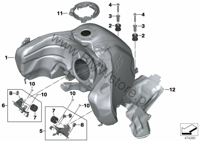 Zbiornik paliwa / Elementy mocujące BMW K51 (R 1200 GS Adv