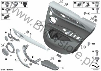 Podłokietnik lewy (51 42 7930889) na diagramie Tapicerka drzwi tylna dla BMW X2 F39 X2 25eX SAC B38X ECE