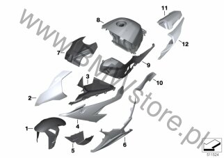 Spoiler silnika prawy na diagramie Części lakierowane 