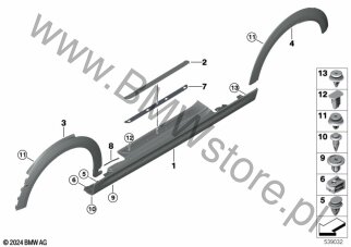 Obudowa progu lewego (51 77 5B517D9) na diagramie Black Band dla MINI F66 Cooper S 3-drzwiowy B48N ECE