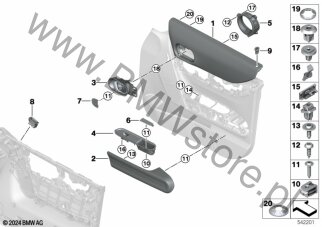 Nakrętka (07 14 9459832) na diagramie Elementy dod. tapicerki drzwi przednich dla MINI F65 Cooper C 5-drzwiowy B38N ECE