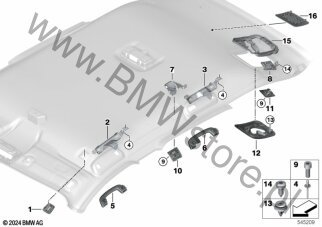Uchwyt podsufitki (51 44 7432827) na diagramie Elementy dod. podsufitki dla BMW X1 F48 X1 16d B37 SAV ECE