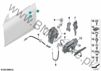 nakrętka C-Clip na diagramie System zamykania drzwi z przodu 