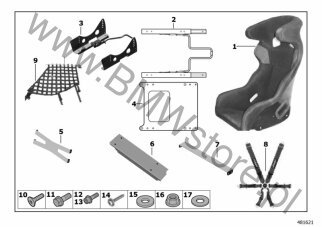 Śruba z łbem walcowym na diagramie Fotel wyścigowy