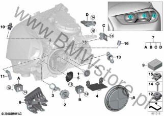 Zest. zaślepek (63 11 7459890) na diagramie Elem. poj. reflektora halogenowego dla BMW X2 F39 X2 16d SAC ECE