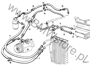 Opaska na węże (64 53 1363604) na diagramie Przewód układu chłodzenia dla BMW 5' E12 518 Limousine ECE