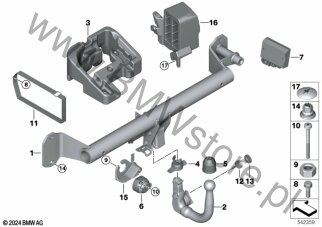 Uchwyt sterownika (16 18 5A5A470) na diagramie Hak holowniczy ze zdejmowaną głowicą dla BMW 2' F74 Gran Coupé 218 Gran Coupé B38N ECE