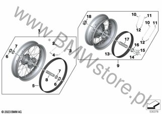 Tulejka dystansowa (36 31 8414979) na diagramie Doposażenie w koło szprychowe dla BMW K34  R 18  ECE